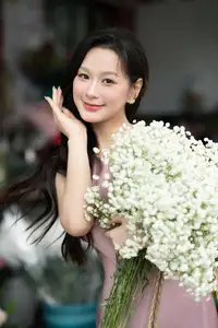 Pure Beauty of a Muse with Pink Lilies: A Peaceful Moment in Nature - image 6
