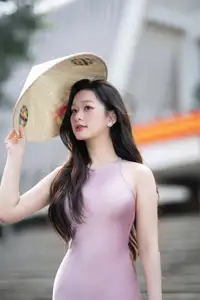 Pure Beauty of a Muse with Pink Lilies: A Peaceful Moment in Nature - image 2