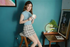 Elegant IESS Photography Featuring Ziwei with Sky Blue Nails and Premium Silk Stockings - image 1