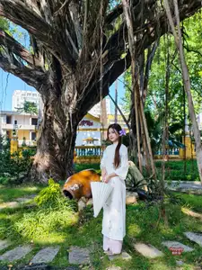 Graceful Ao Dai: Explore the Timeless Traditional Beauty of a Vietnamese Girl with an Elegant Parasol in a Lush Garden Setting - image 9