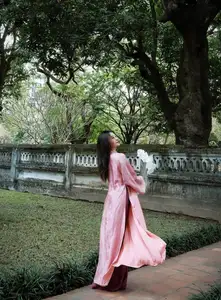 Phan Van Duc's Wife Stuns in Elegant Traditional Ao Dai Amidst Ancient Charm - image 1