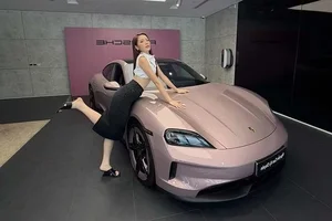 Miss Ky Duyen Debuts Stunning Pink Porsche Taycan Electric Luxury Sedan - image 8
