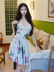 Elegant Floral Mini Dress and Sheer Hosiery Fashion Shoot featuring Model Bai Xiao Die - XR Uncensored Collection - image 11