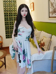 Elegant Floral Mini Dress and Sheer Hosiery Fashion Shoot featuring Model Bai Xiao Die - XR Uncensored Collection - image 27