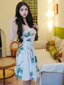 Elegant Floral Mini Dress and Sheer Hosiery Fashion Shoot featuring Model Bai Xiao Die - XR Uncensored Collection - image 25