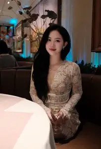 Captivating Beauty: Young Woman in Elegant Lace Dress Shines in Luxurious Restaurant Setting. - image 12