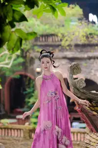 Timeless Grace: Vietnamese Woman's Modern Elegance Amidst Ancient Architecture. - image 2