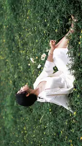 VGU No.173: Discover the serene beauty of a dreamy girl with white roses in the morning sun. - image 3
