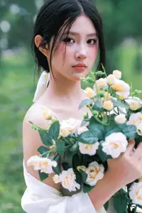 VGU No.173: Discover the serene beauty of a dreamy girl with white roses in the morning sun. - image 8