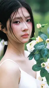 VGU No.173: Discover the serene beauty of a dreamy girl with white roses in the morning sun. - image 15