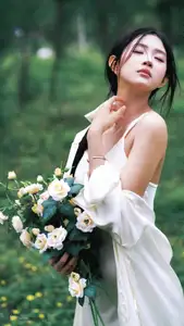 VGU No.173: Discover the serene beauty of a dreamy girl with white roses in the morning sun. - image 6