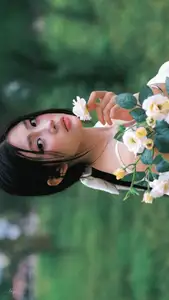 VGU No.173: Discover the serene beauty of a dreamy girl with white roses in the morning sun. - image 0