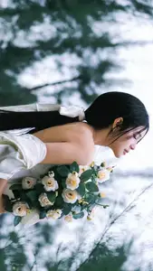 VGU No.173: Discover the serene beauty of a dreamy girl with white roses in the morning sun. - image 10