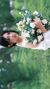 VGU No.173: Discover the serene beauty of a dreamy girl with white roses in the morning sun. - image 9