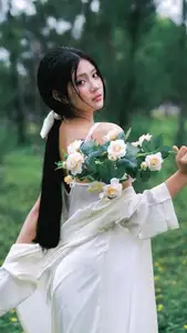 VGU No.173: Discover the serene beauty of a dreamy girl with white roses in the morning sun. - image 18