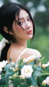 VGU No.173: Discover the serene beauty of a dreamy girl with white roses in the morning sun. - image 12