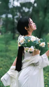 VGU No.173: Discover the serene beauty of a dreamy girl with white roses in the morning sun. - image 7