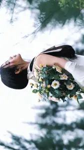 VGU No.173: Discover the serene beauty of a dreamy girl with white roses in the morning sun. - image 5