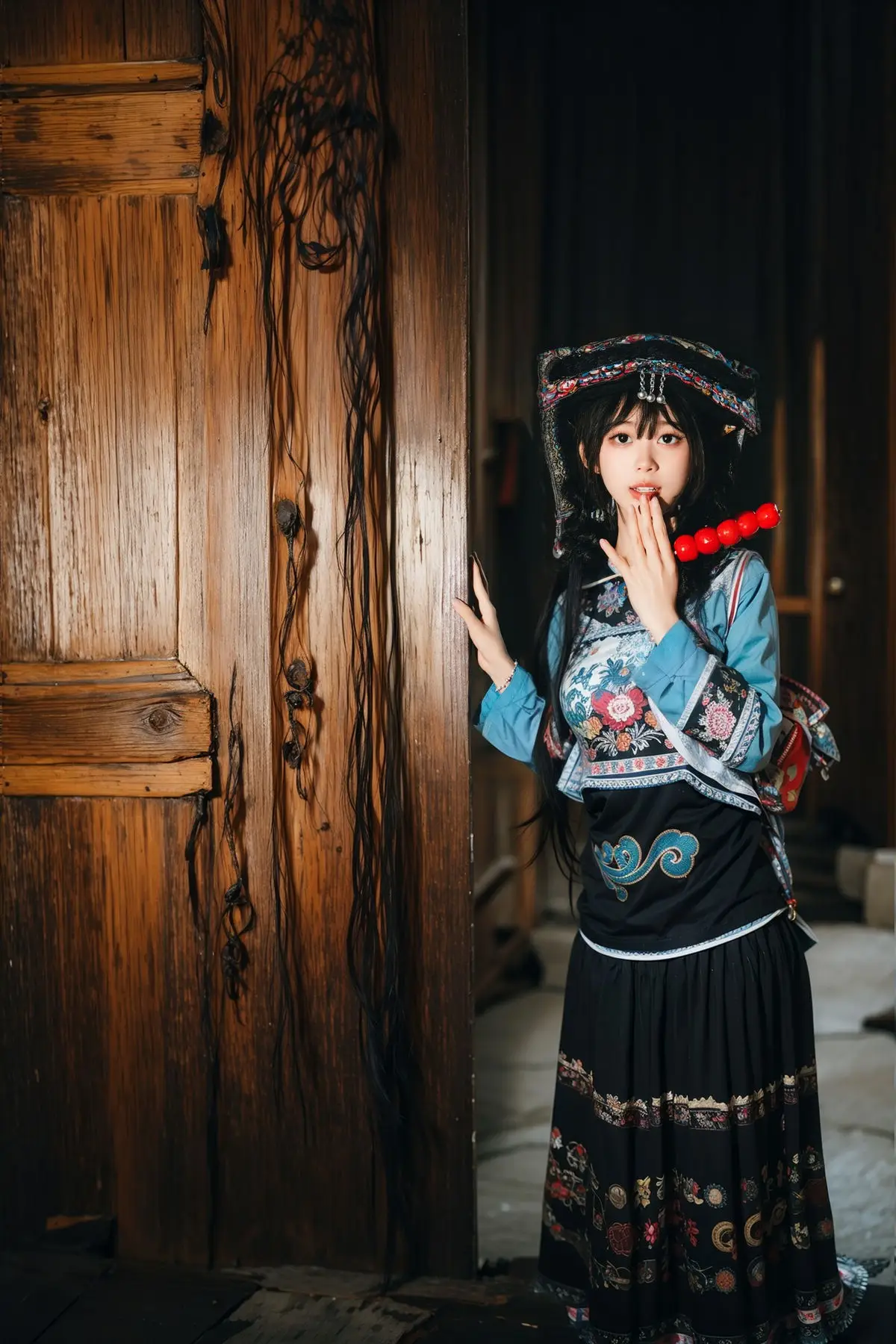 Mystical Ethnic Beauty: Xiao Wen Shines in Traditional Guizhou Attire Vol.8719