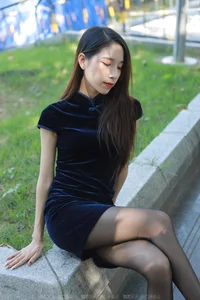 Traditional Elegance Meets Modern Style: Mei Zi in Black Silk Cheongsam - image 65