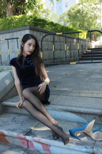 Traditional Elegance Meets Modern Style: Mei Zi in Black Silk Cheongsam - image 20