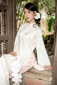 Elegant Asian Beauty: A Portrait of Grace with Traditional Paper Umbrella - Captivating Serenity - image 2