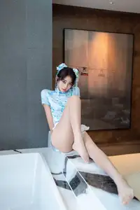 XiuRen Shi An An Alluring in Unique Blue Porcelain Cheongsam - 0017-7430948285 - image 27