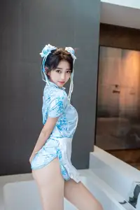 XiuRen Shi An An Alluring in Unique Blue Porcelain Cheongsam - 0017-7430948285 - image 43