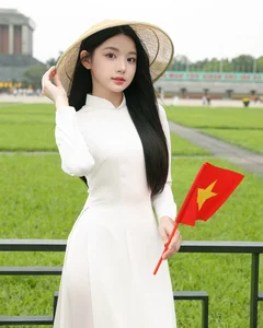 The Mukbang Fairy Captivates Fans in Traditional Ao Dai and Conical Hat - image 4