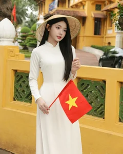 The Mukbang Fairy Captivates Fans in Traditional Ao Dai and Conical Hat - image 0