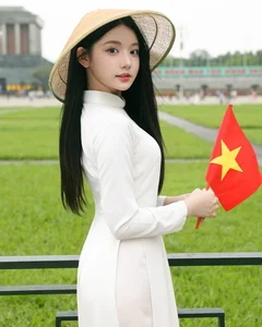 The Mukbang Fairy Captivates Fans in Traditional Ao Dai and Conical Hat - image 1