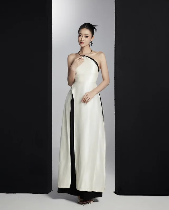 Modernizing Tradition: Bui Khanh Linh’s Stunning Halter Neck Ao Dai and Cultural Elegance
