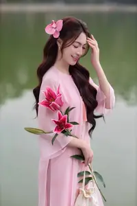 Gentle Pink Ao Dai: Vietnamese Beauty Shines by Hoan Kiem Lake in Spring Hanoi - image 11