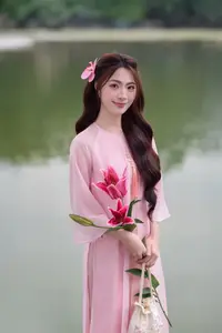 Gentle Pink Ao Dai: Vietnamese Beauty Shines by Hoan Kiem Lake in Spring Hanoi - image 10
