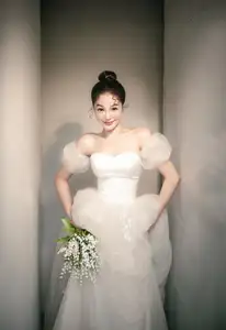 VGU No.178: Sweet Moment: Beautiful Bride Shines in Her Wedding Gown - image 1