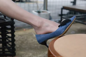 IESS Xiao Liu Fashion: Blue Heels and Grey Silk Hosiery Aesthetics - image 5