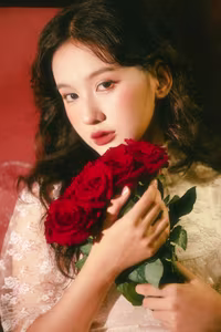 VGU No.149: White Dress Muse with Red Roses – Captivating Vintage Romance. - image 5