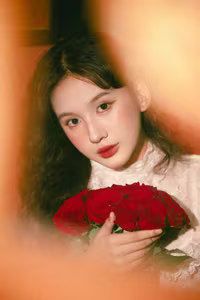 VGU No.149: White Dress Muse with Red Roses – Captivating Vintage Romance. - image 1