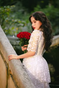 VGU No.149: White Dress Muse with Red Roses – Captivating Vintage Romance. - image 6