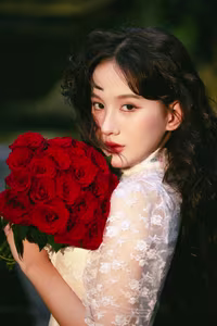 VGU No.149: White Dress Muse with Red Roses – Captivating Vintage Romance. - image 8