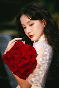 VGU No.149: White Dress Muse with Red Roses – Captivating Vintage Romance. - image 4