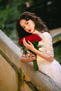 VGU No.149: White Dress Muse with Red Roses – Captivating Vintage Romance. - image 7