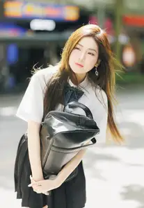 Charming Schoolgirl Embraces Street Style with Classic Uniform. - image 4