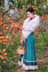 Graceful Vietnamese Girl in Traditional Attire Amidst Autumn Persimmon Garden - image 8