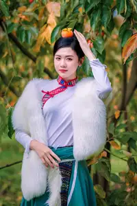 Graceful Vietnamese Girl in Traditional Attire Amidst Autumn Persimmon Garden - image 9