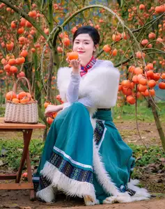 Graceful Vietnamese Girl in Traditional Attire Amidst Autumn Persimmon Garden - image 2