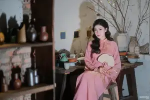 Serene Beauty of a Lady in Pink Traditional Dress with Spring Blossoms - image 15