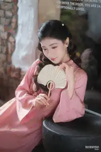 Serene Beauty of a Lady in Pink Traditional Dress with Spring Blossoms - image 17