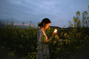 Ethereal Beauty: Xiao Yue Amidst Rapeseed Blooms in Art Language Vol.8948 - image 15