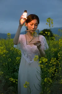 Ethereal Beauty: Xiao Yue Amidst Rapeseed Blooms in Art Language Vol.8948 - image 4